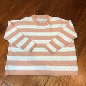 FRNCH Nordstrom Pink and White Striped Oversized Sweatersize M/L